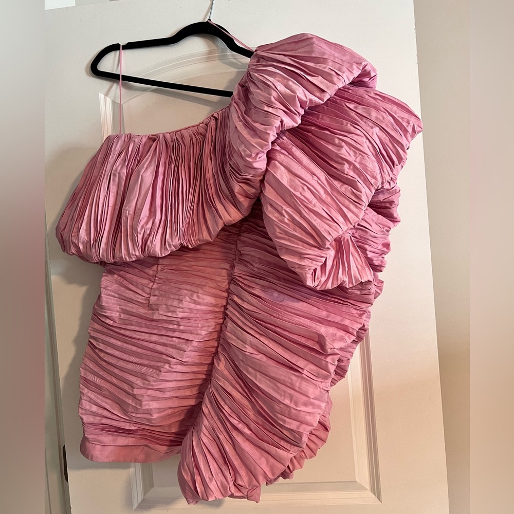 H&M circular collection 2021 pink ruffled & pleated dress - size 4